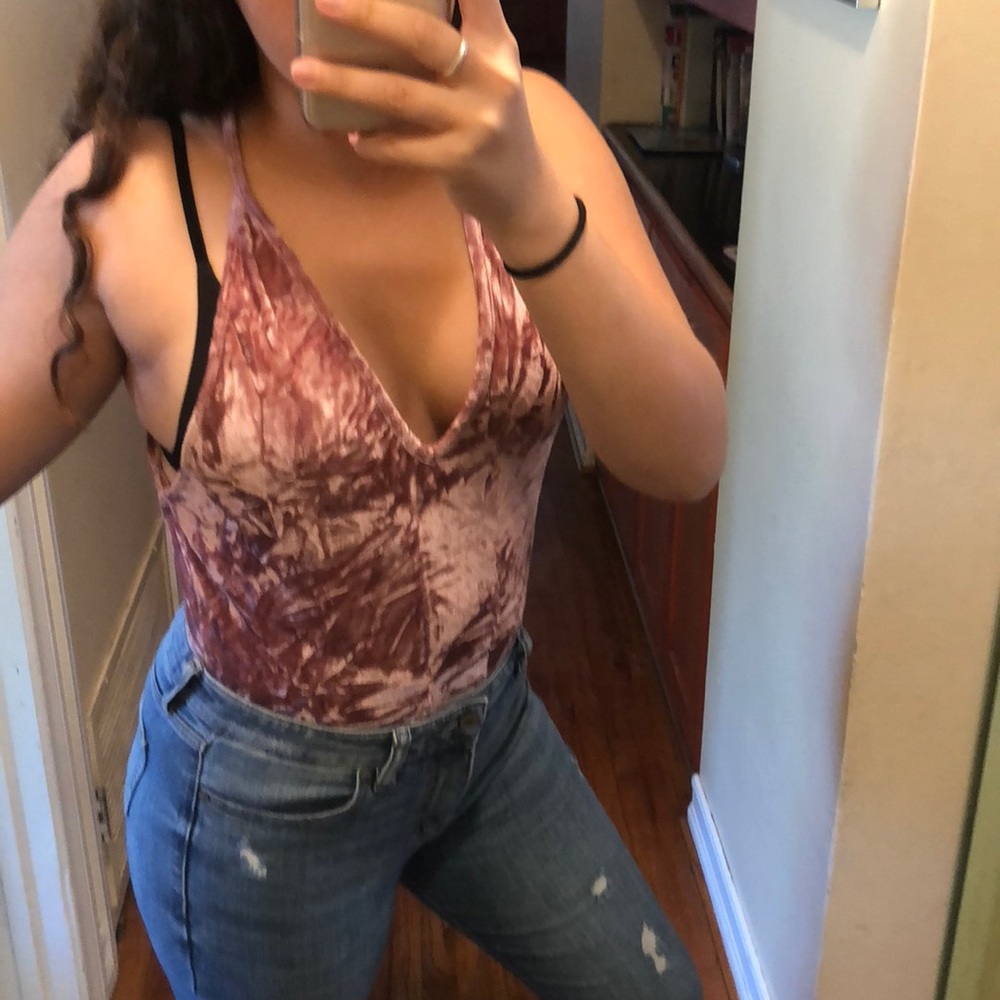 pink, velvet bodysuit